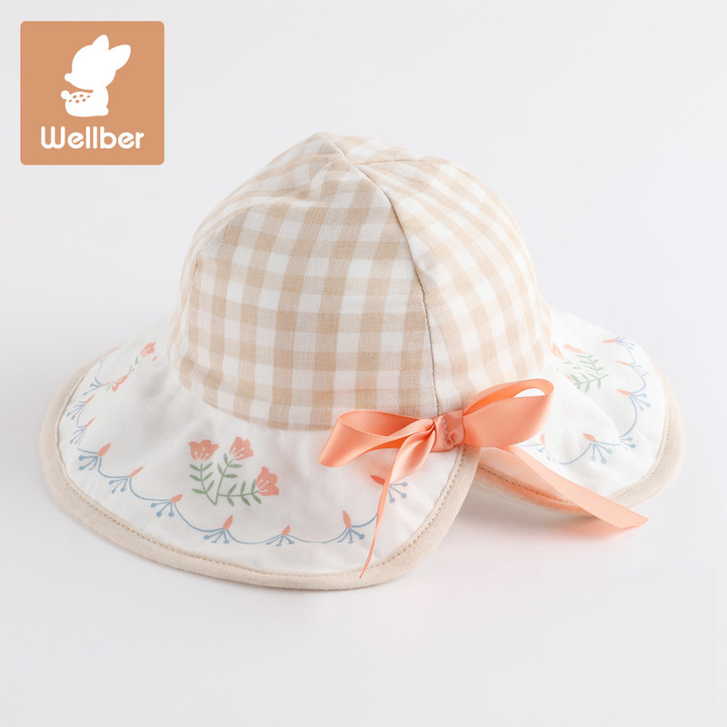 婴儿帽太阳女童遮阳帽潮春秋儿童大沿帽夏0-12月男女宝宝防晒帽