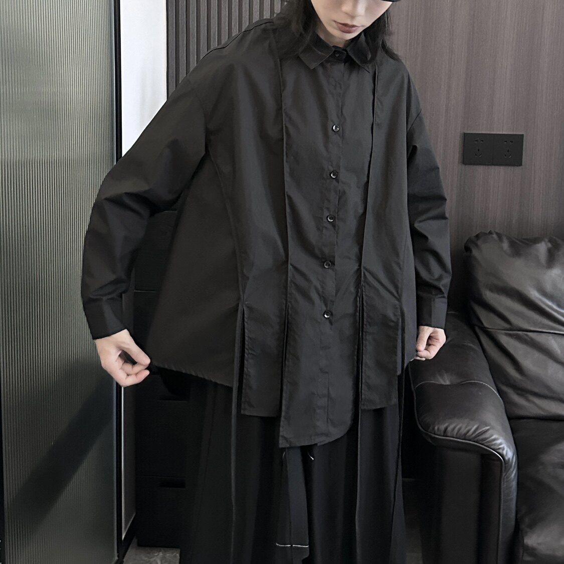 3067P70暗黑设计款衬衫女长袖,女装衬衫,钱塘801（原钱塘901）