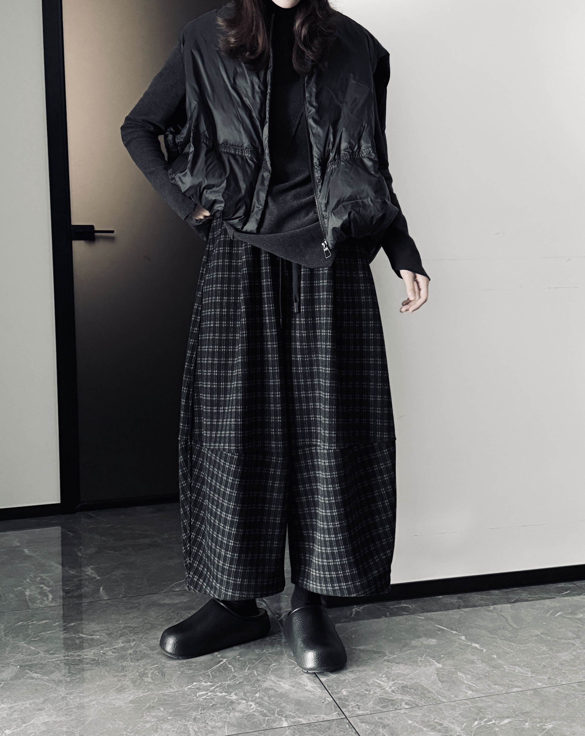 K013P85格子裤女加厚图片