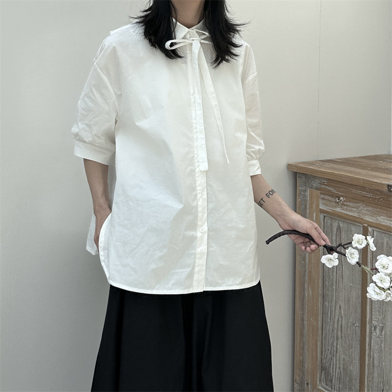 山本风暗黑系立体装饰小众短袖衬衫女夏季宽松个性百搭半袖衬衣潮,女装衬衫,钱塘801（原钱塘901）
