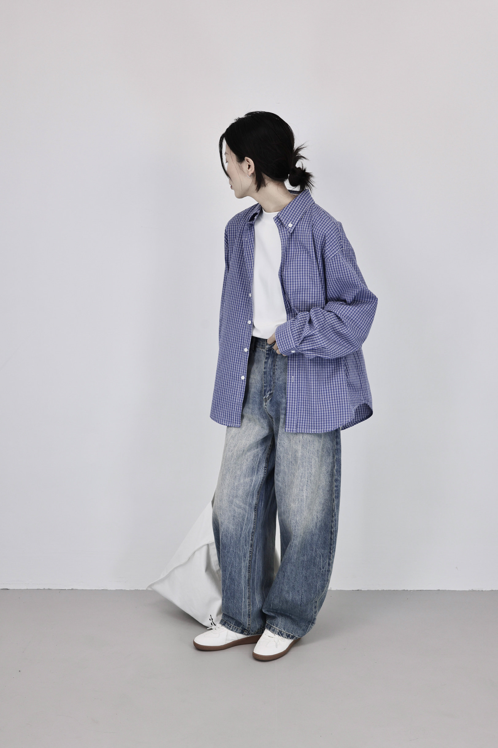 25033P格子衬衫女长袖宽松休闲,女装衬衫,钱塘801（原钱塘901）
