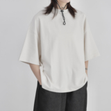 设计感山本宽松慵懒风短袖T恤女春夏季圆领中袖上衣百搭打底衫，女装T恤，钱塘801（原钱塘901）