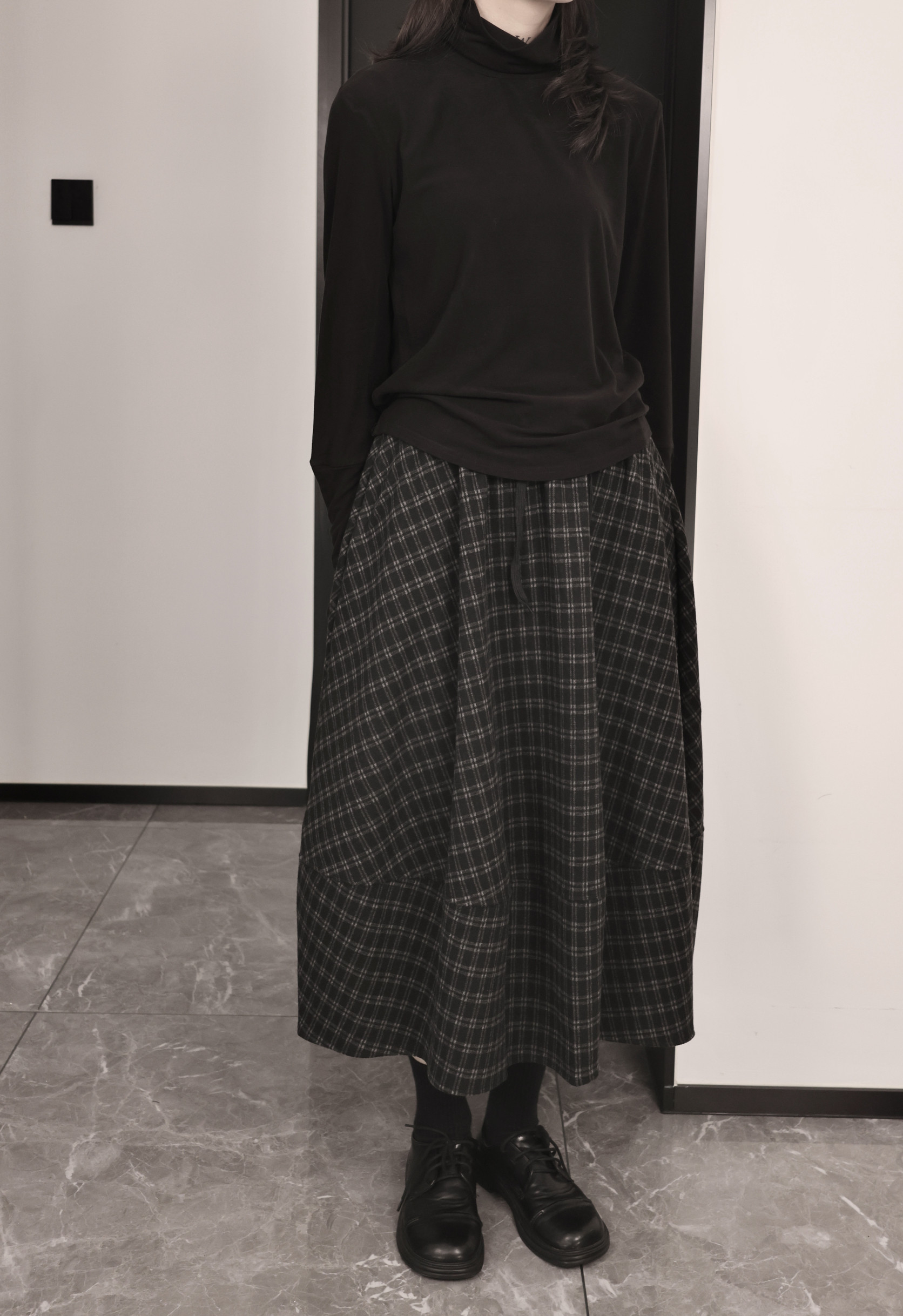 Q005P格子半身裙女加厚,女装半身裙,钱塘801（原钱塘901）