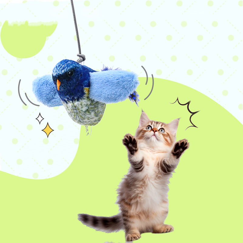挂绳仿生鸟系列逗猫毛绒发声玩具小猫自嗨解闷啃咬猫咪用品