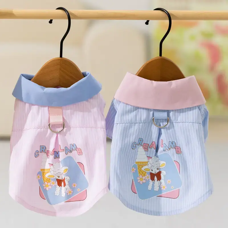 卡通可牵引衬衫小狗狗衣服春夏款