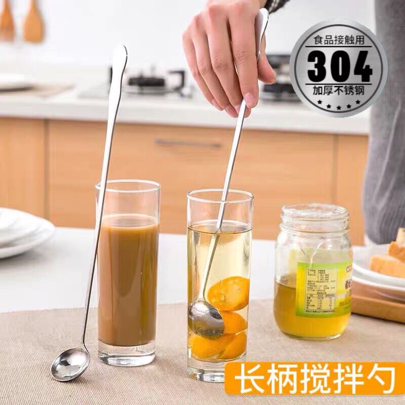 Thìa inox nhỏ thìa gia vị cán dài thìa khuấy cà phê bộ đồ ăn gia dụng kiểu hàn thìa ăn cơm thìa mật ong tráng miệng