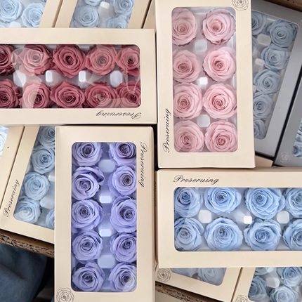 4-5cm永生花玫瑰B级乾燥花手工花材七夕礼盒不凋花材料ab花艺diy