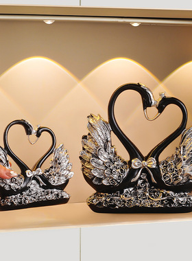 树脂中式天鹅摆件轻奢装饰摆件