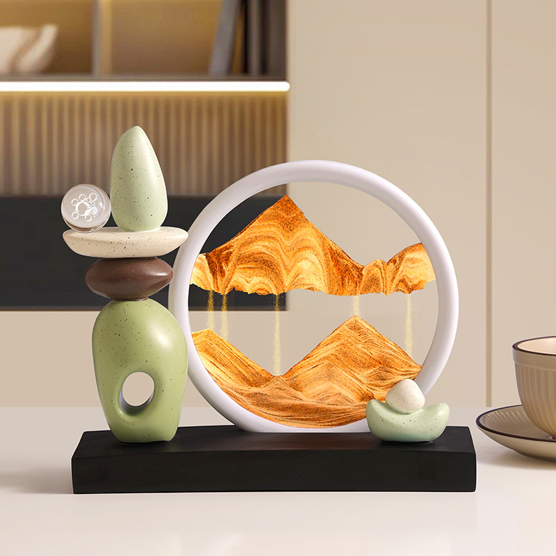时来运转流沙画摆件欧式轻奢酒柜客厅办公室装饰品玄关3D立体沙漏图片