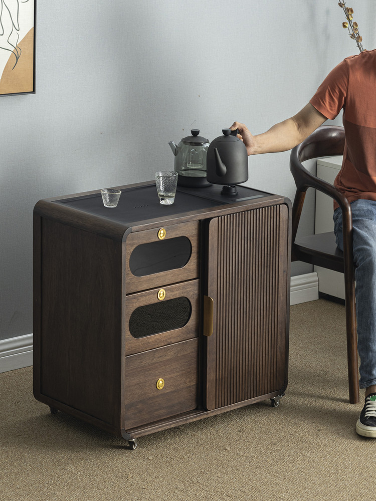 胡桃木茶水柜实木茶柜移动茶车泡茶台简约新中式茶室茶桌烧水边柜,餐饮具,茶盘,淘宝优惠券,粉丝福利购,淘宝优惠卷