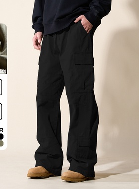 LOADMIND美式复古水洗伐木工装裤多口袋休闲裤宽松阔腿直筒长裤潮