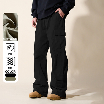 LOADMIND美式复古水洗伐木工装裤多口袋休闲裤宽松阔腿直筒长裤潮