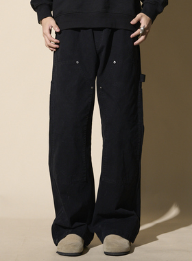 LOADMIND秋冬美式复古伐木工装裤男休闲直筒裤子男宽松阔腿长裤潮