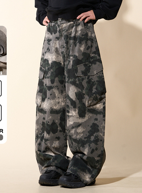 LOADMIND复古美式迷彩休闲工装裤大口袋宽松阔腿百搭长裤潮裤子男