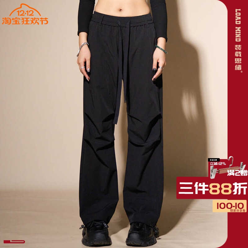 LOADMIND美式机能伞兵裤男春秋冰丝褶皱束脚宽松休闲裤工装裤潮流