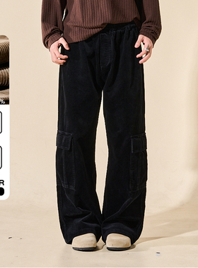 LOADMIND美式复古灯芯绒休闲工装裤裤宽松阔腿保暖百搭长裤子男潮