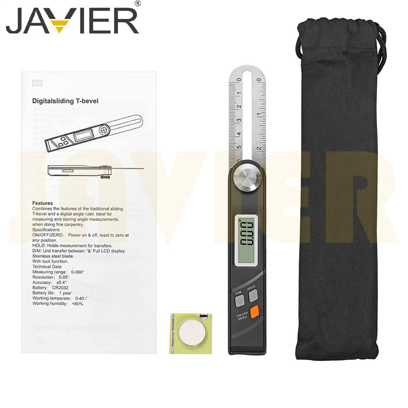 可定制JAVIER不锈钢 0-360度数显T型活动角度尺 数显角度尺角度仪