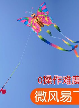 可定制动态鱼竿风筝公园户外玩具燕子蝴蝶儿童手持微风易飞小风筝