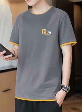 男士短袖t恤ins潮流百搭体恤衫帅气半袖简约夏季男装上衣服