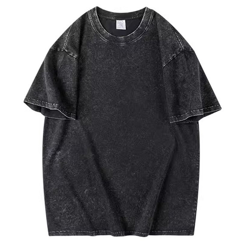 水洗炒雪花蜡染短袖T恤男女团体班服聚会文化衫印logo美式潮牌装