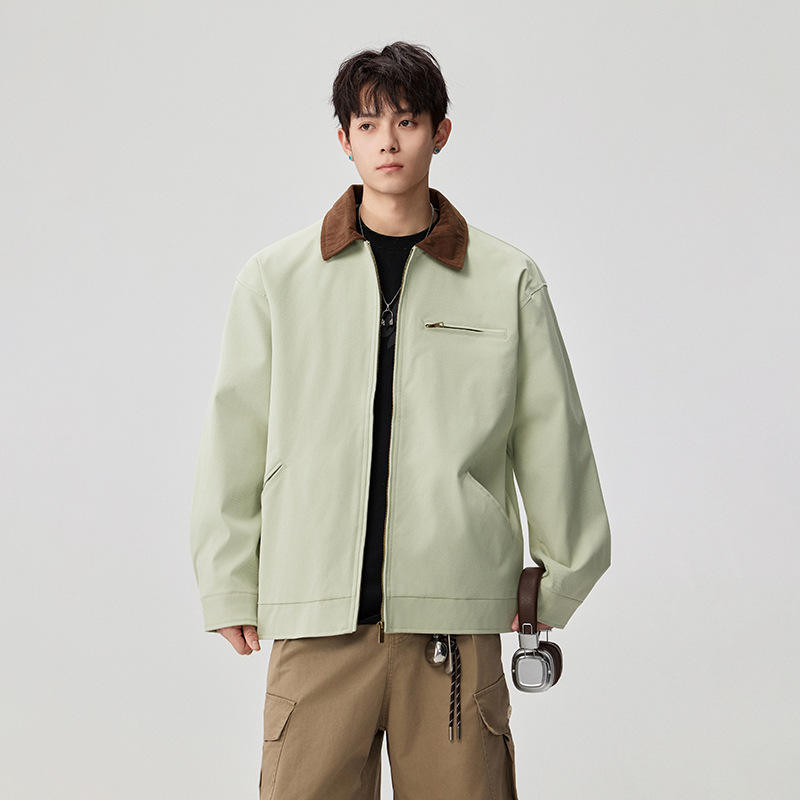 美式复古春款翻领夹克外套男潮牌感情侣夹克外套港风上衣