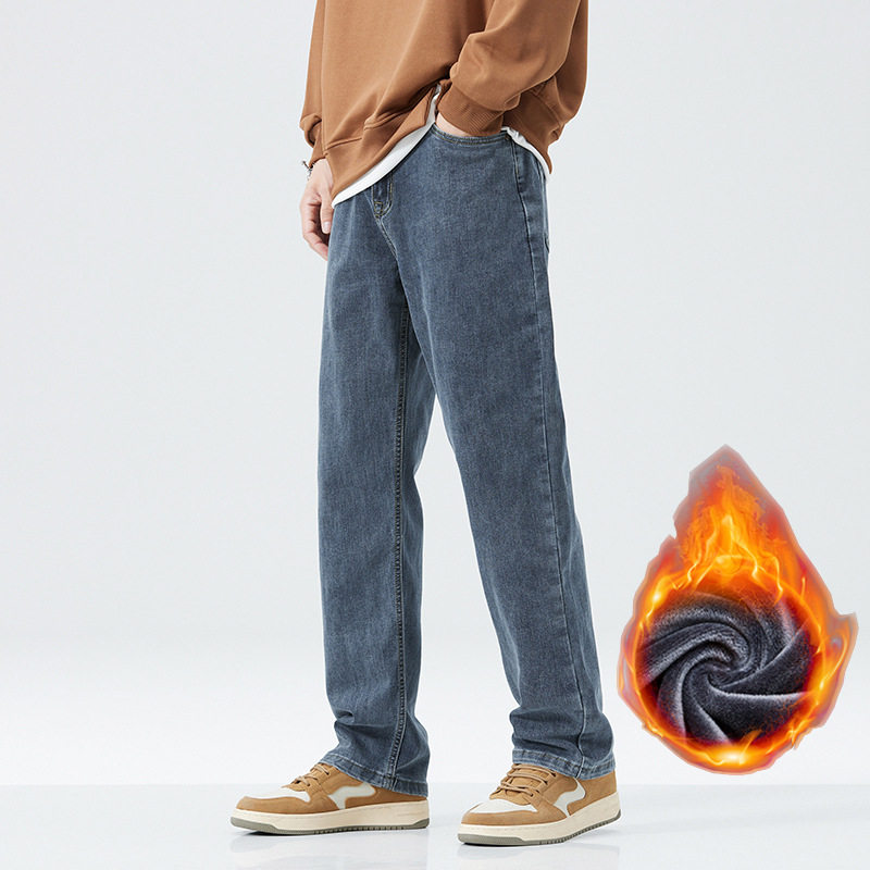 加绒宽松裤男秋冬新款商务厚款韩版潮流休闲百搭保暧直筒长裤