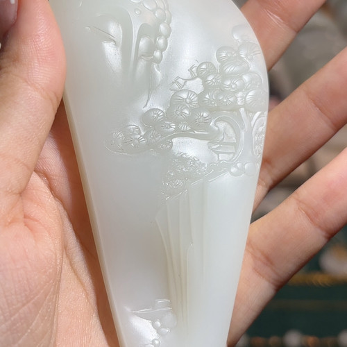 和田玉羊脂白玉悟道挂件