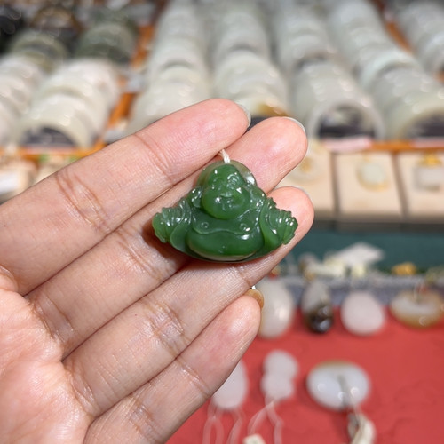 和田玉碧玉佛挂件