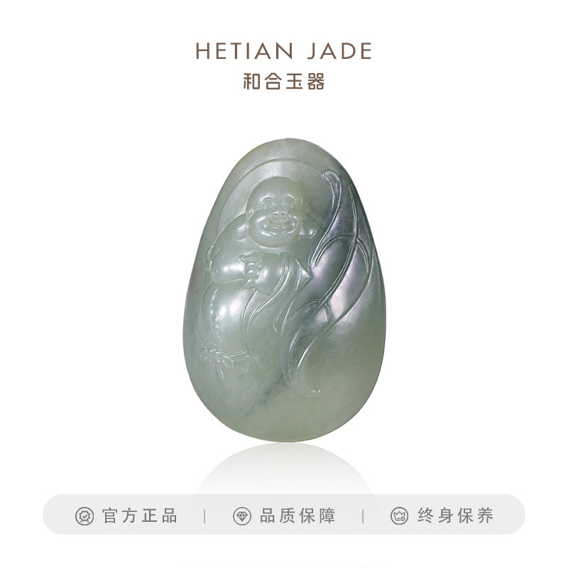 和合玉器和田玉子料佛挂件青白籽料玉石立体雕刻玉坠子挂件青玉佛