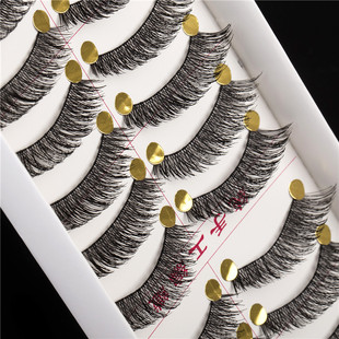 舞台自然063A棉线软梗 浓密交叉眼尾加长 台湾纯手工假睫毛 黑色