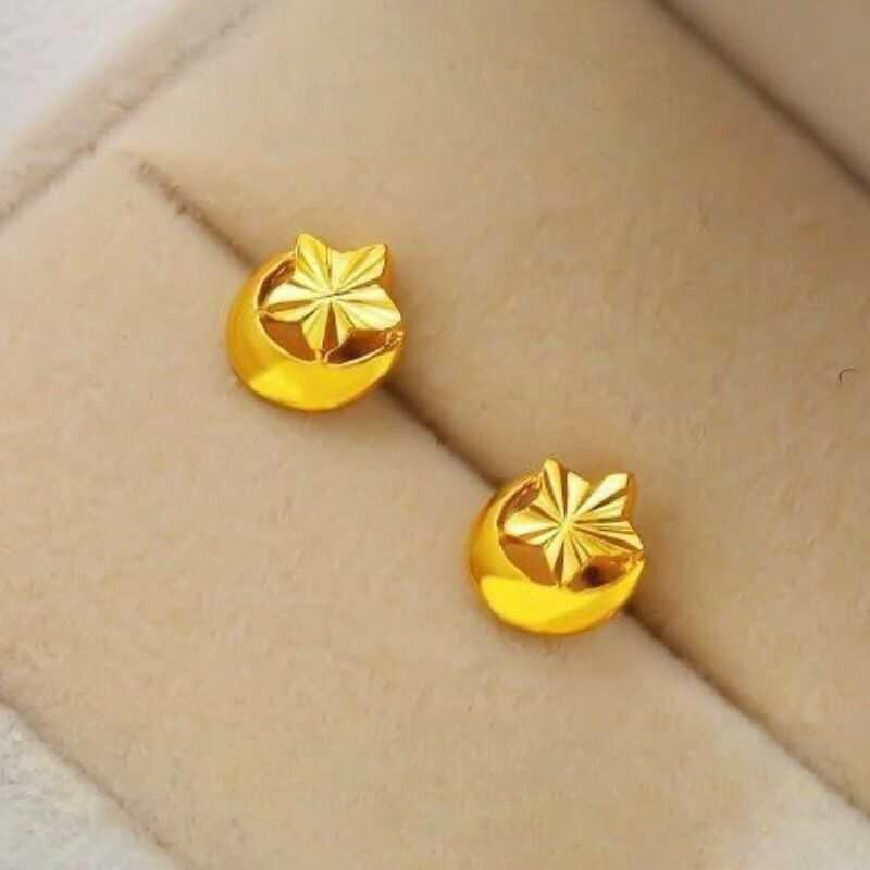 999足金耳钉黄金耳饰星星耳环