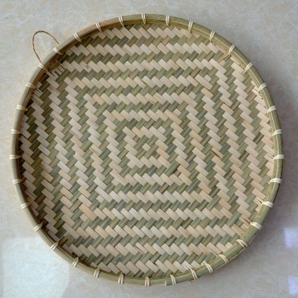 家用竹筐有盖竹编收纳筐结婚喜庆竹制品扁担竹箩筐带盖子乔迁新家