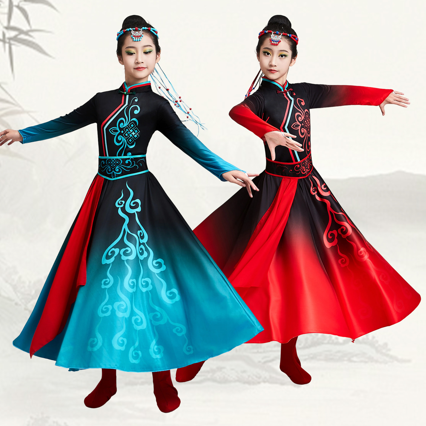 儿童蒙古舞演出服民族舞台表演服