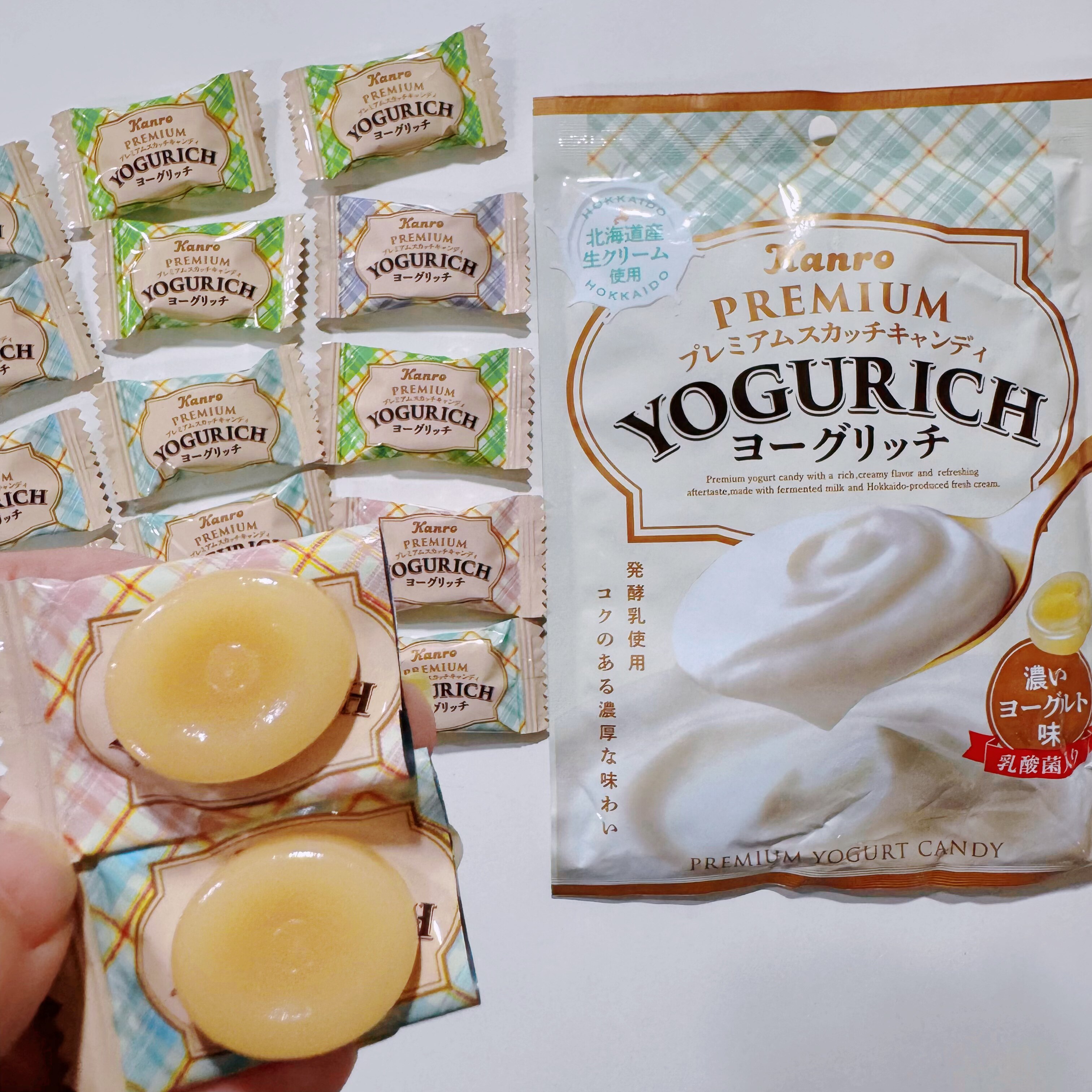日本进口KanroYogurich酸奶味硬糖北海道生奶油+发酵乳乳酸菌糖果