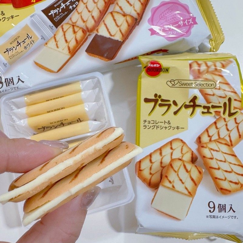 崔秀彬推荐日本BOURBON布尔本帆船夹心饼干白巧克力曲奇白色恋人