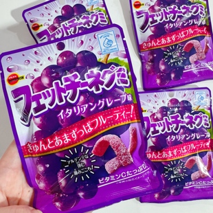 日本便利店同款BOURBON布尔本人气酸甜葡萄fettuccine紫提软糖果