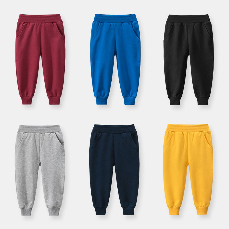 27KIDS童装韩版春秋季纯色运动裤