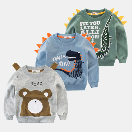 宝宝春秋季韩版长t男童套头卫衣