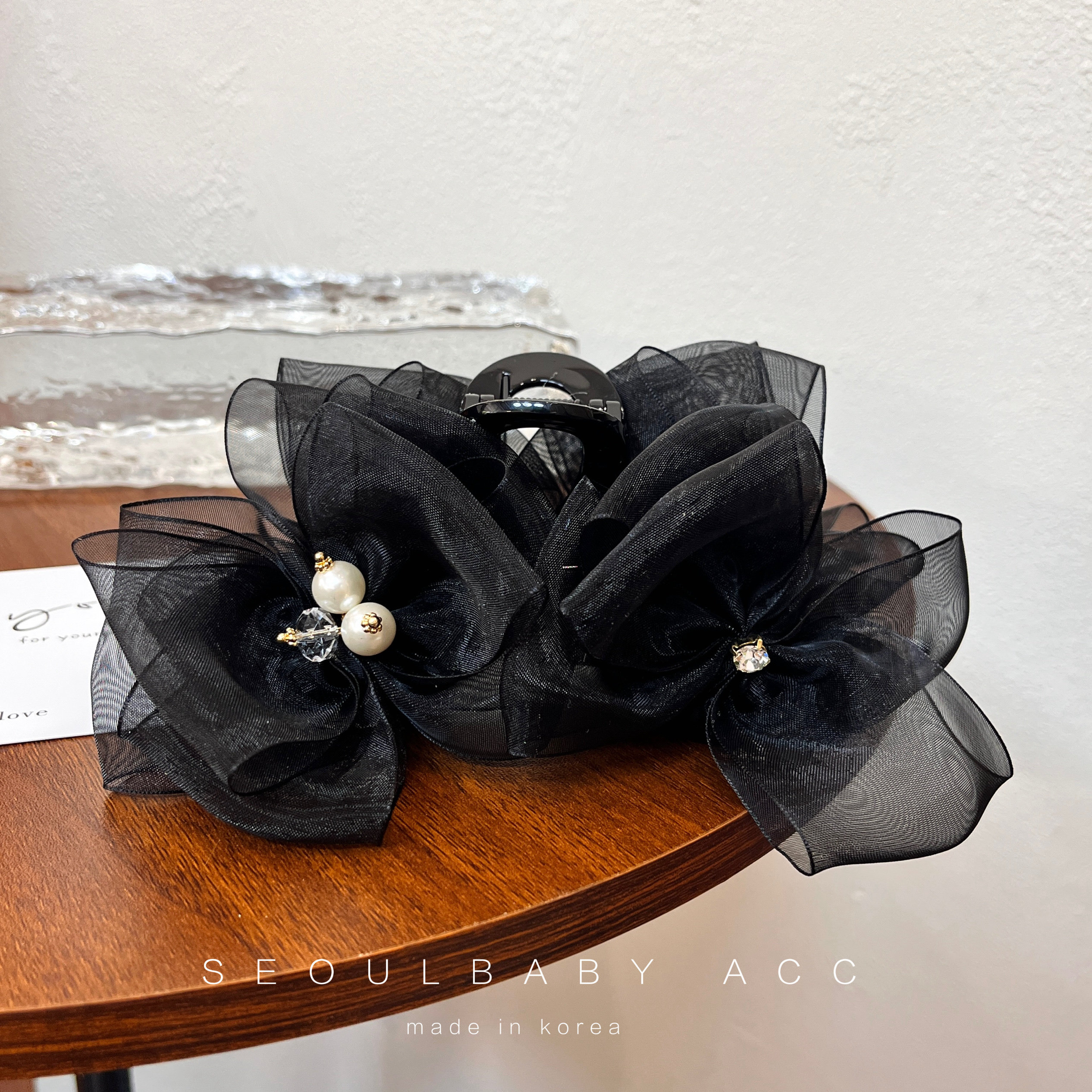 商场款 阿家豆柜台新款韩国东大门发饰网纱多层蝴蝶结抓夹