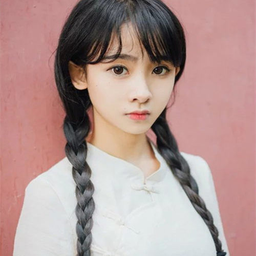 动漫伪娘风全套女装大佬麻花辫