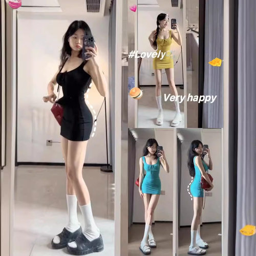 大码纯欲风蝴蝶结伪娘连衣裙衣服