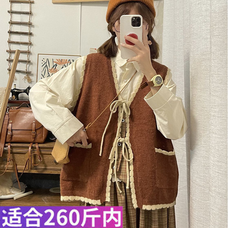 针织毛衣背心两件套潮图片