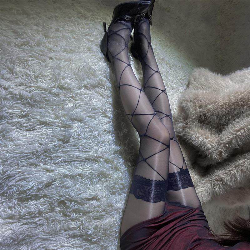 网红同款丝里丝性感伪娘丝袜紧身超薄叠穿马油镂空女装大佬连裤袜