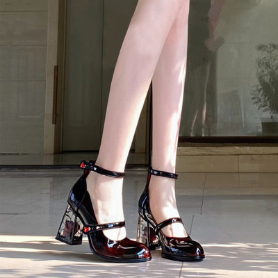 大码35-43码粗跟伪娘高跟鞋