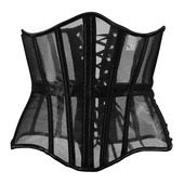 大码 200斤性感透明伪娘cosplay用品束腰紧身鱼骨绑带腰封网纱透气