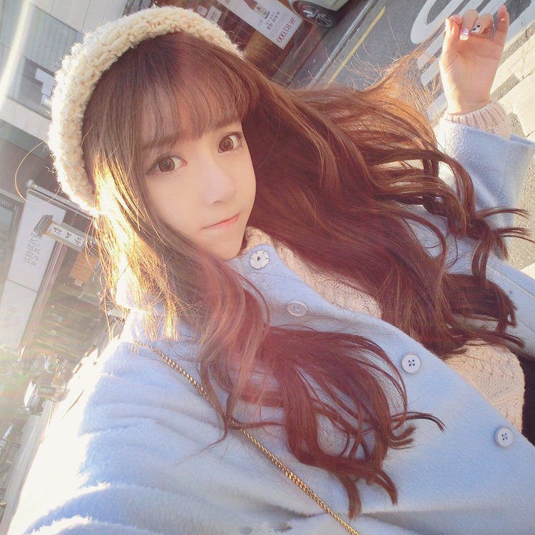 韩国空气刘伪娘假发男用cd变装玉米烫长卷发波浪泡面女装大佬假发