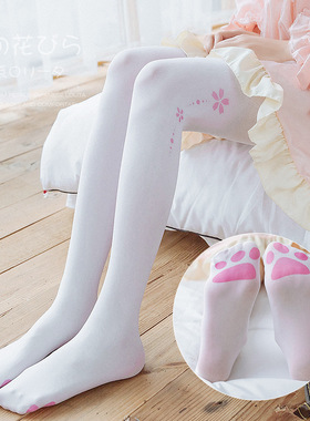 二次元女装大佬cos用品丝袜伪娘cd猫爪过膝袜性感男士反串连裤袜