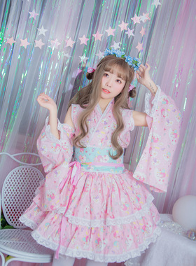 日系变装双子座洛丽塔和风洋装宅舞服装软妹loita连衣裙伪娘女装