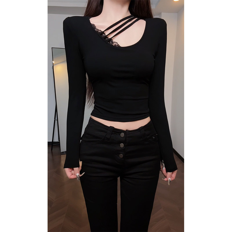 【Carrive宋肉肉】胸垫+垫肩款辣妹露锁骨长袖T恤修身打底衫上衣,女装/女士精品,T恤,淘宝优惠券,粉丝福利购,淘宝优惠卷