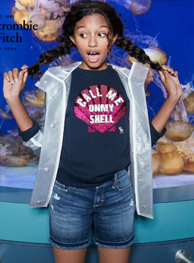 美国小鹿AF秋薄款抓绒内里可翻转亮片童装卫衣女童运动亲子201832